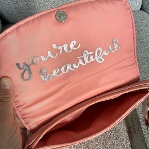 Pink Suede Clutch